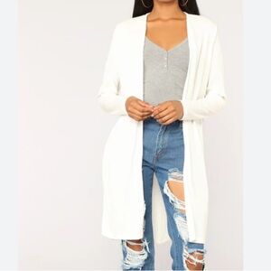 Fashion Nova Nita Ribbed Off-White Long Cardigan Size small